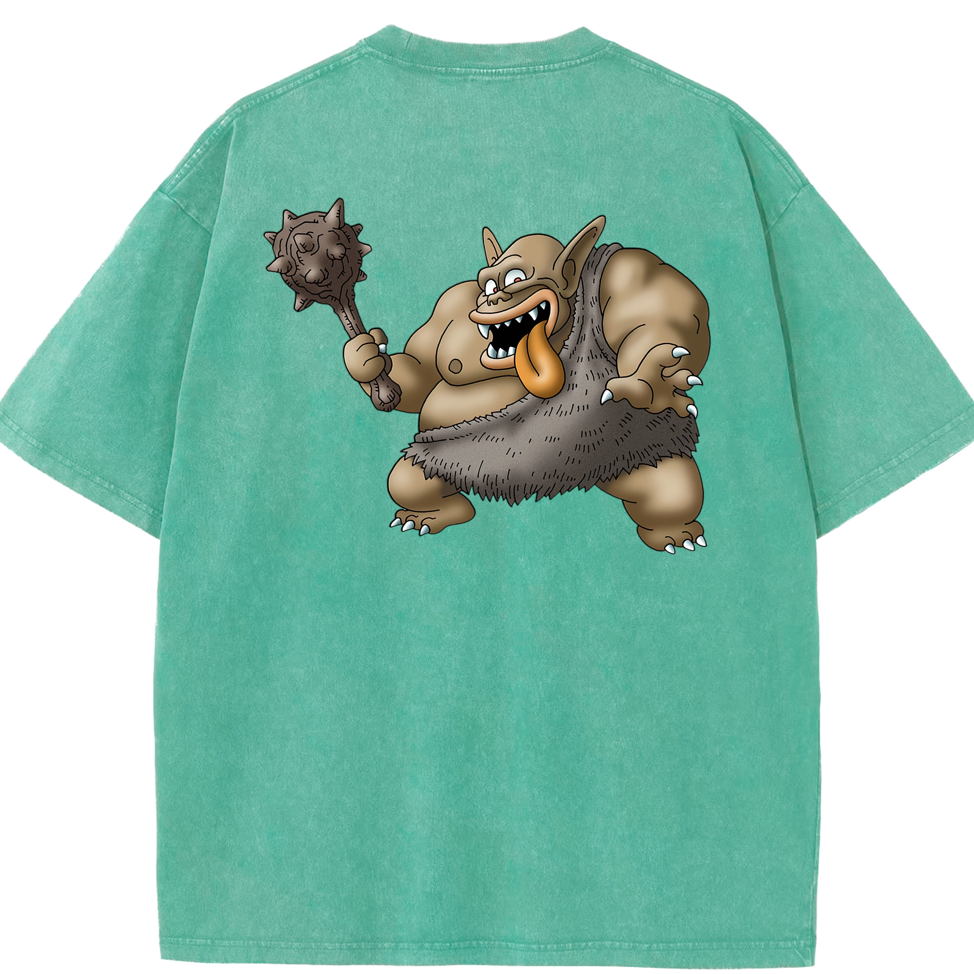 （画像用） ドラゴンクエスト Doragon Kuesuto Dragon Quest 綿100% ヴィンテージ風 半袖Tシャツ（背面プリント）